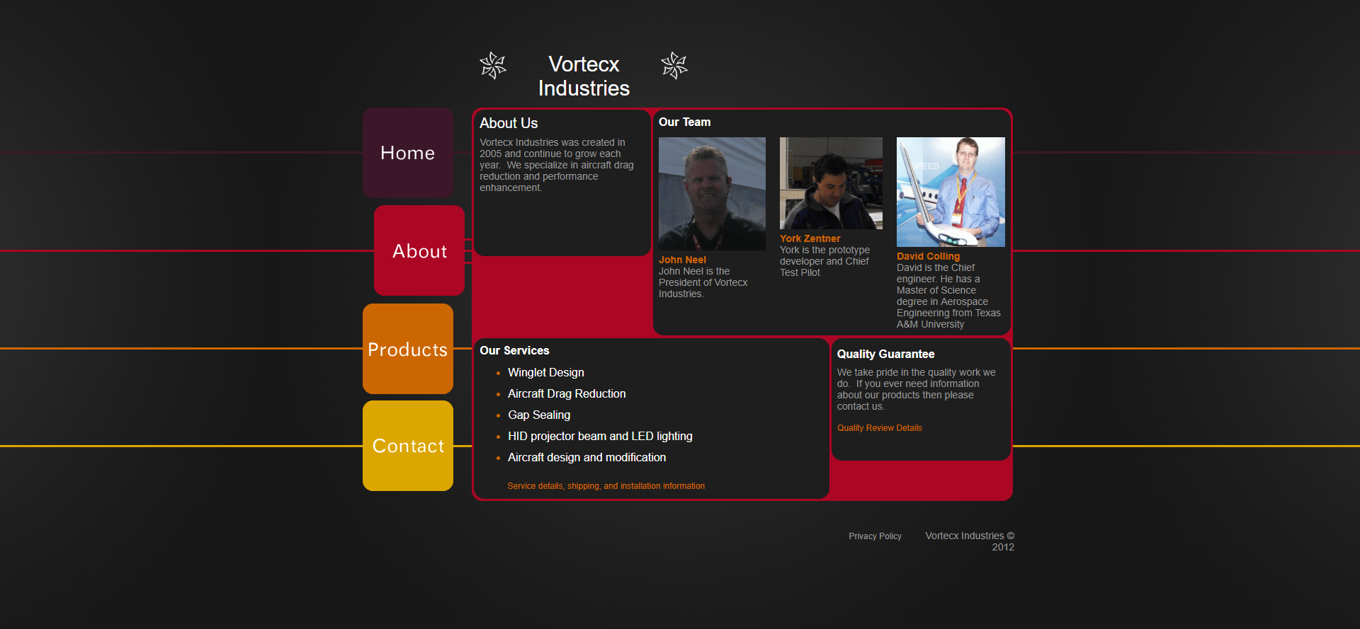Vortecx Industries about page