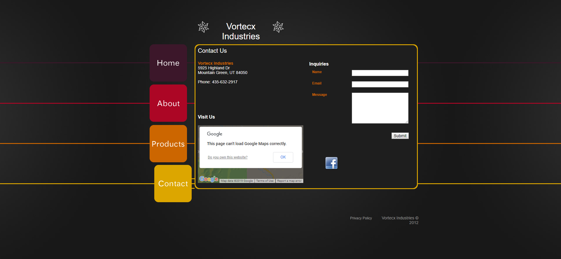 Vortecx Industries contact page