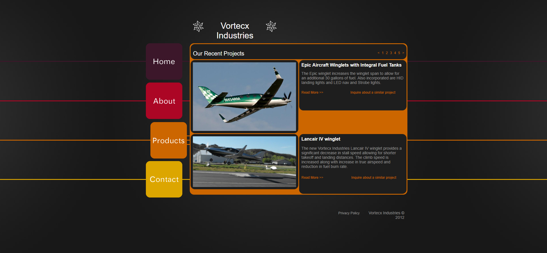 Vortecx Industries products page